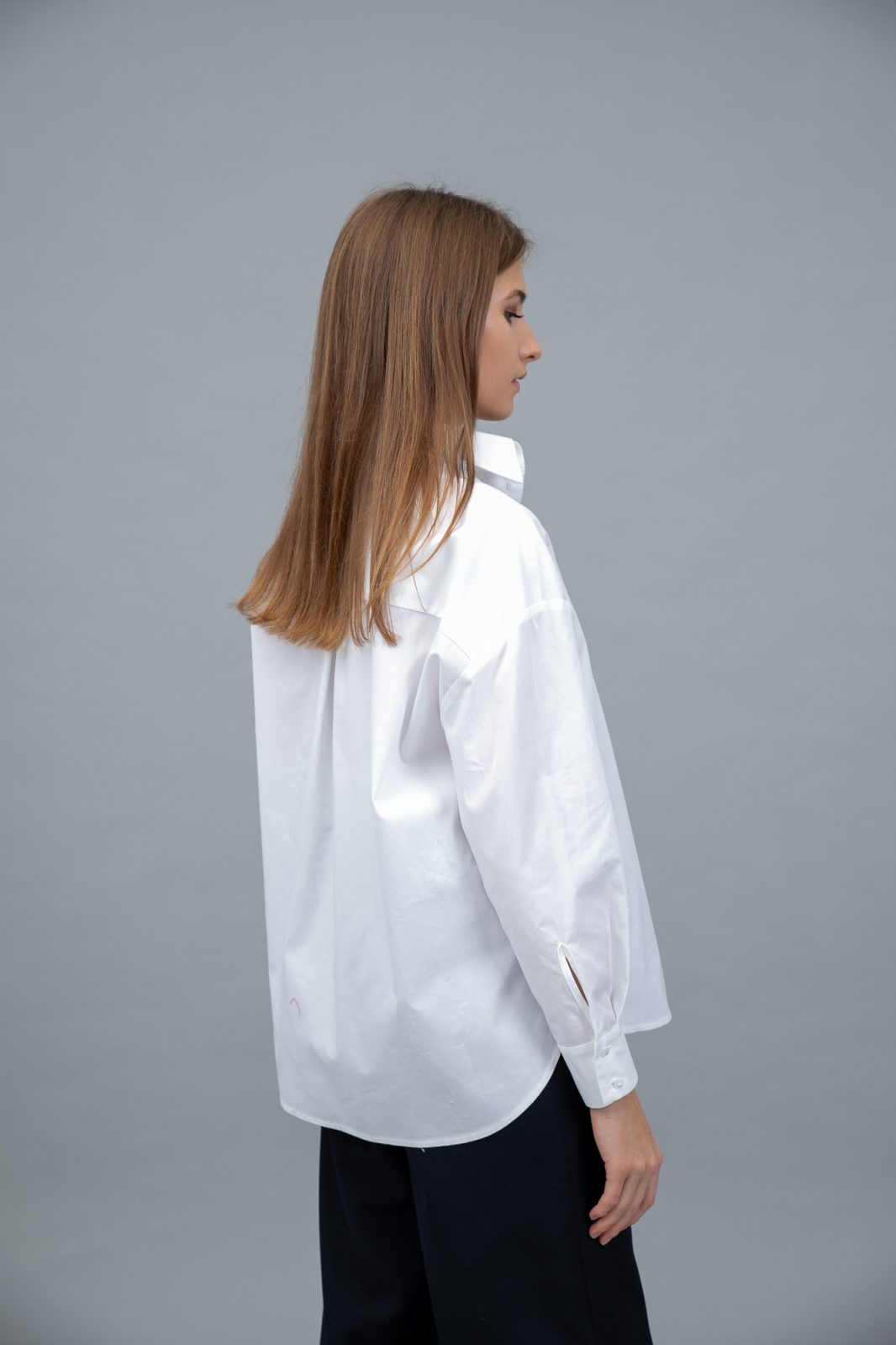 Cotton Polpin Shirt Dropped Shoulder White back view