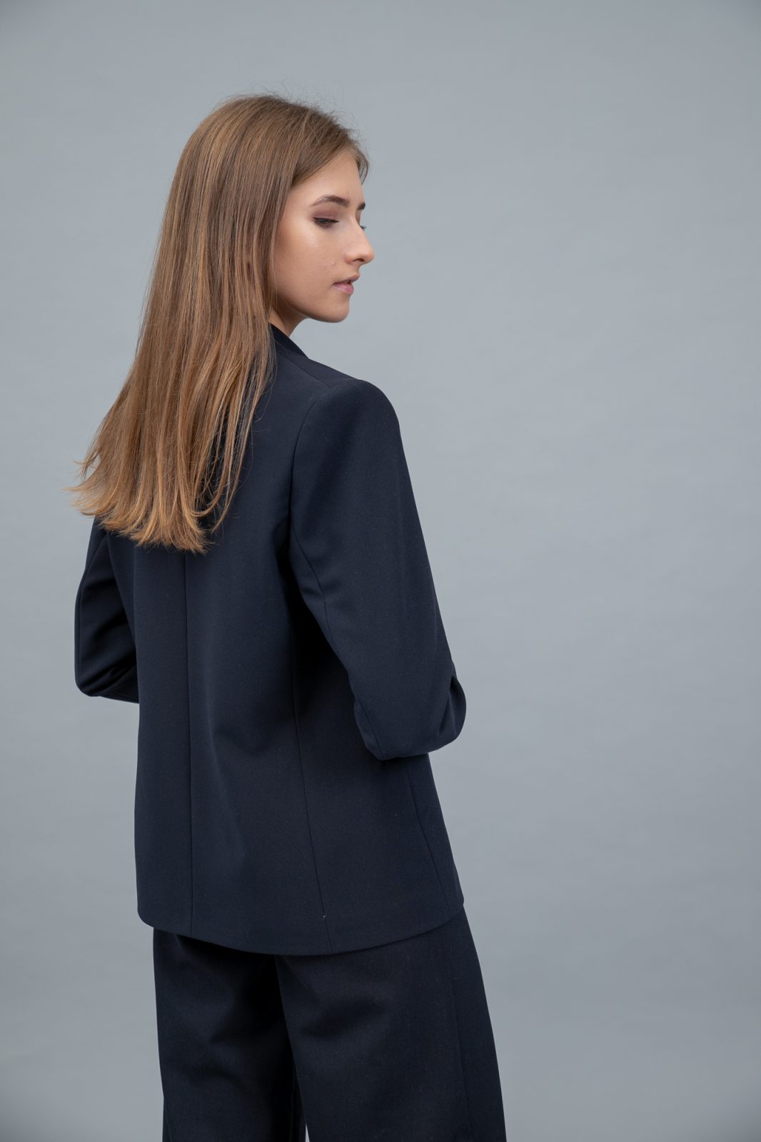 Oversized Double Breasted Blazer Navy back view