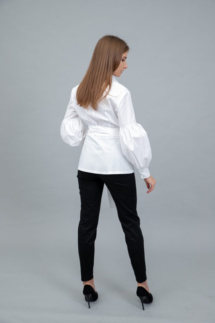 Rocky Cotton Poplin Wrap Shirt Snow White back view Rocky Cotton Poplin Wrap Shirt Snow White back view