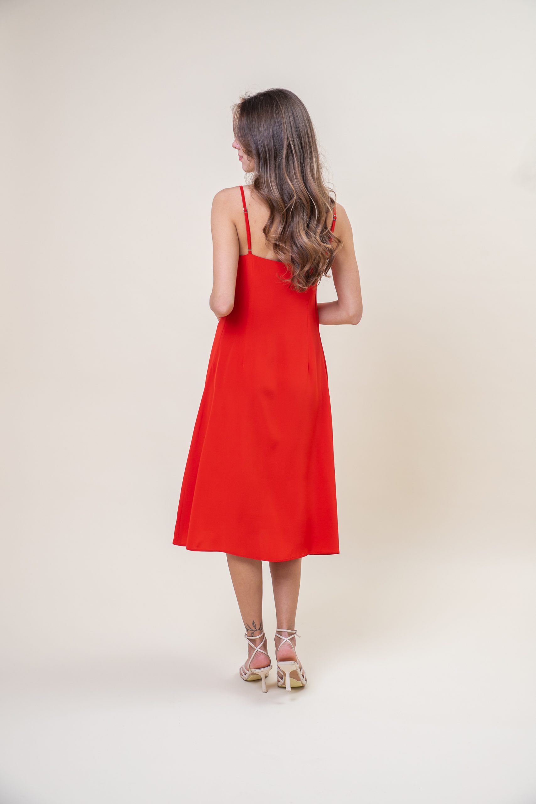 Silk Midi Slip Dress back view