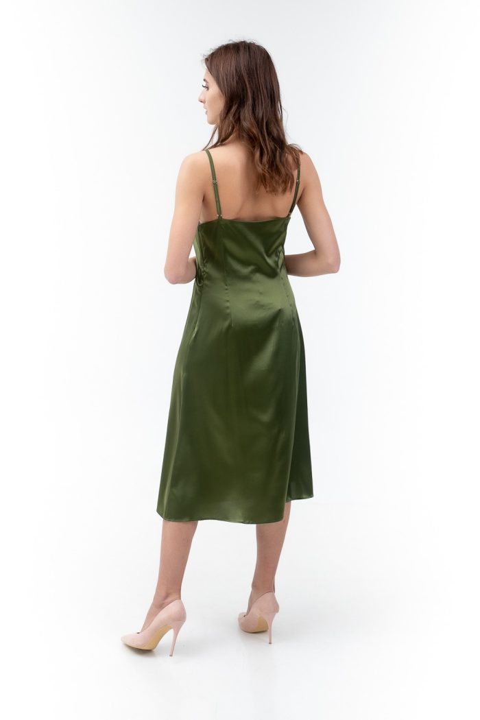 Silk Satin Midi Slip Dress back view Silk Satin Midi Slip Dress back view