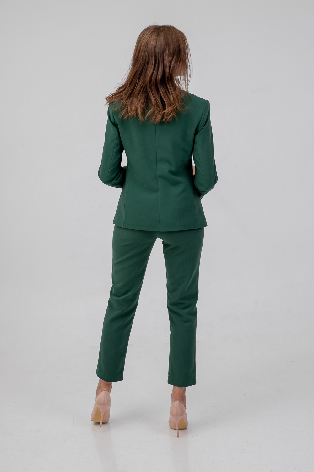Single Breasted Fitted Blazer Green back view