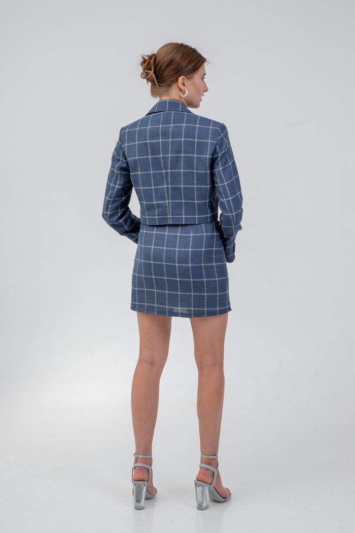Checked Mini Skirt Wool Blend back view Checked Mini Skirt Wool Blend back view
