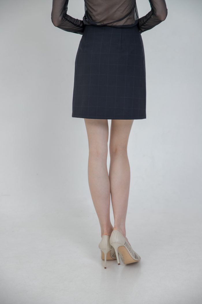 Check Wool Mini Skirt back view Check Wool Mini Skirt back view