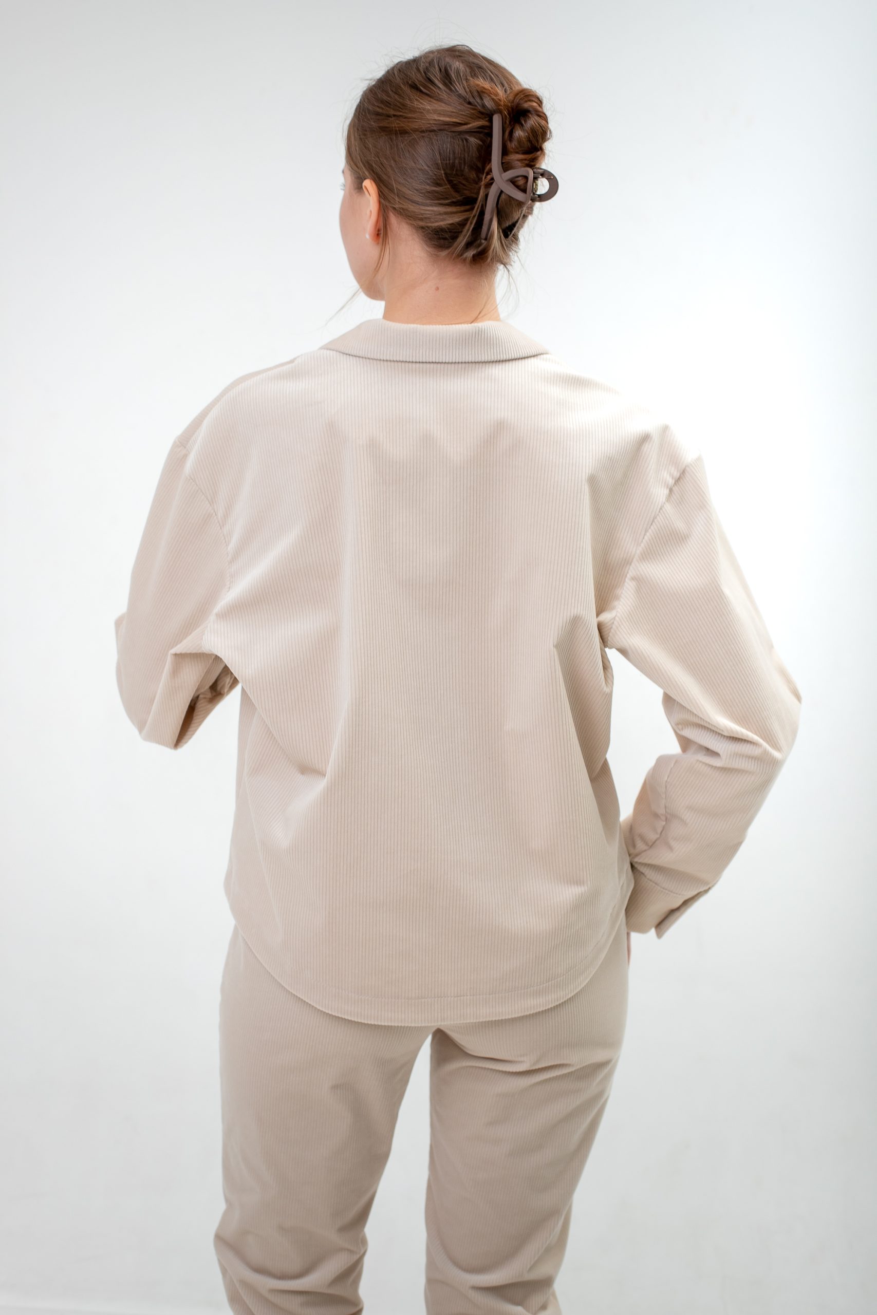 Oversized Corduroy Jacket Light Beige back view