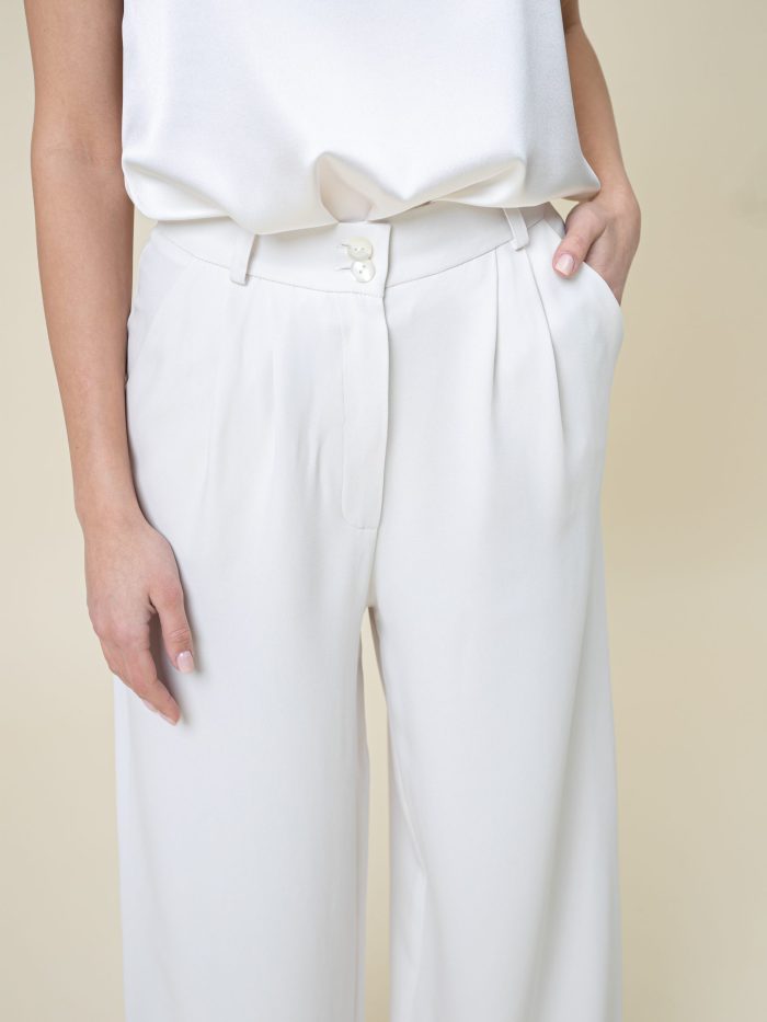 Wide Leg Viscose Trousers Palazzo Off White another low front view 1 Wide Leg Viscose Trousers Palazzo Off White another low front view 1