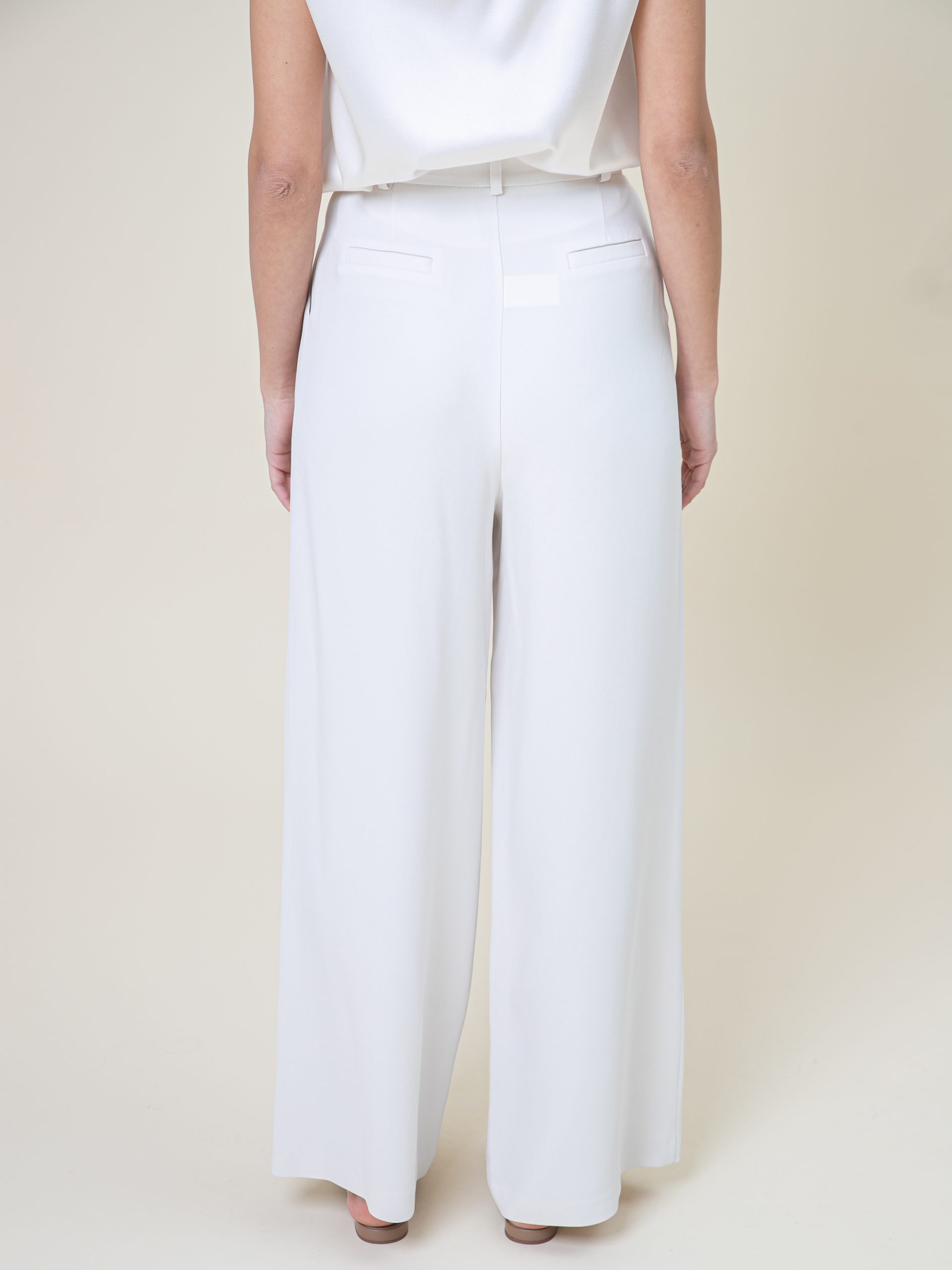 Wide Leg Viscose Trousers Palazzo Off White back low view
