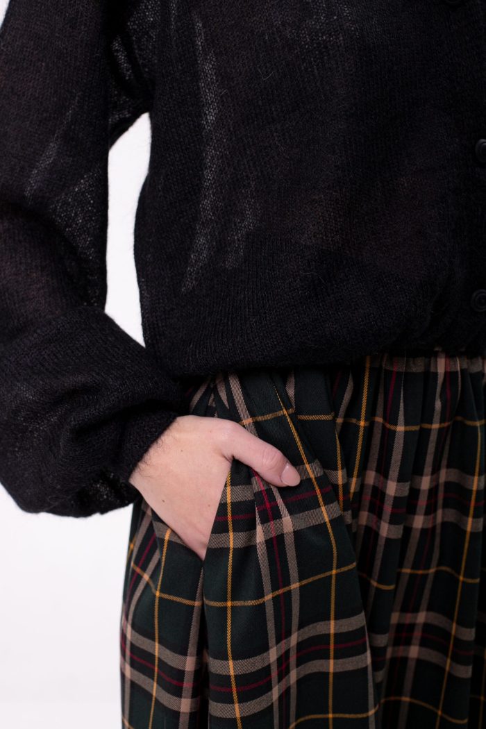 Checked Viscose Midi Skirt Green pocket view Checked Viscose Midi Skirt Green pocket view