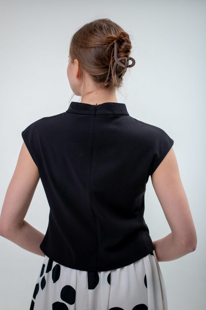 High Neck Black Viscose Top Black back view High Neck Black Viscose Top Black back view