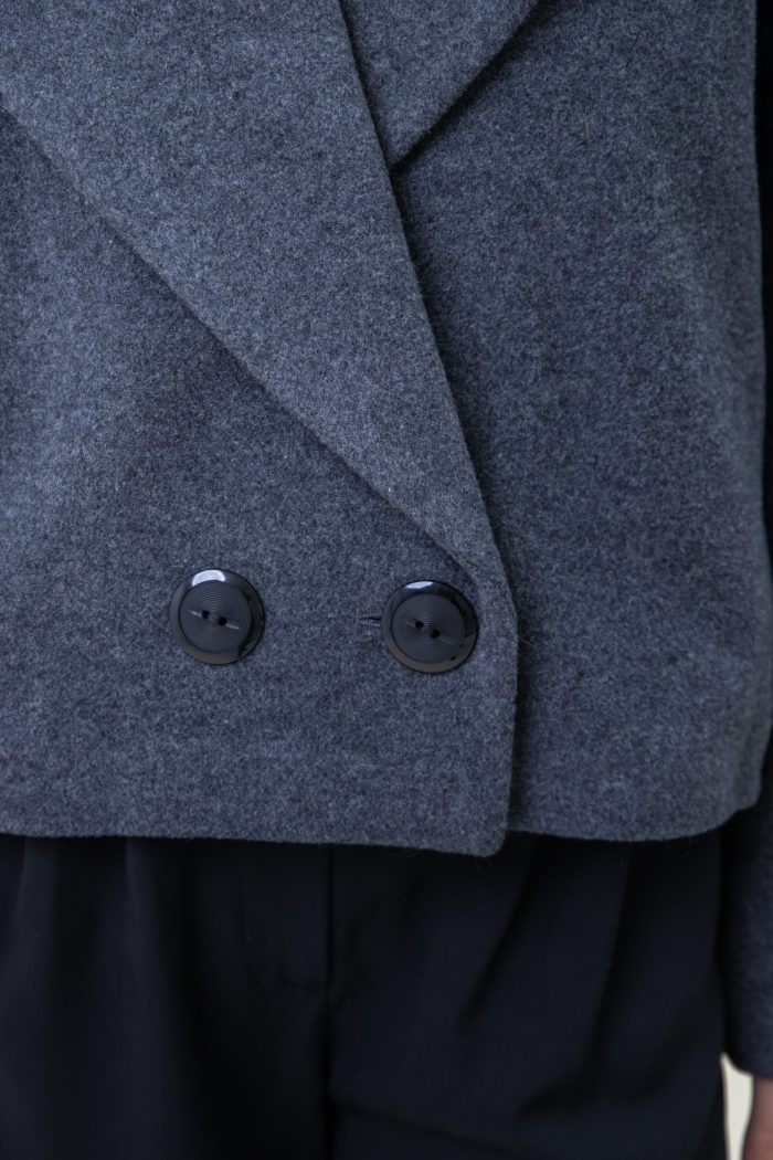 Double Breasted Wool Jacket Grey button view Double Breasted Wool Jacket Grey button view