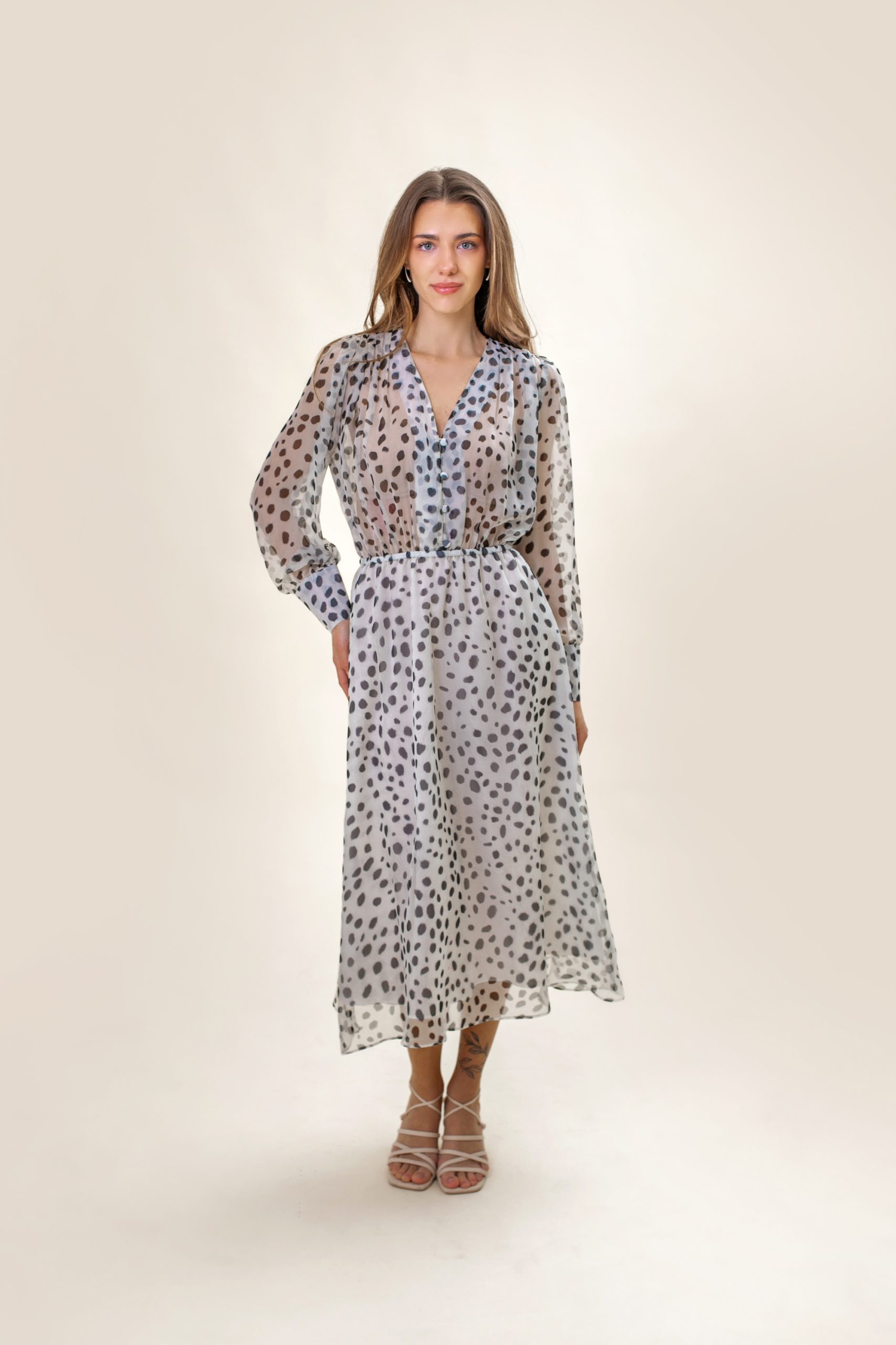 Polka Dot Silk Midi Dress
