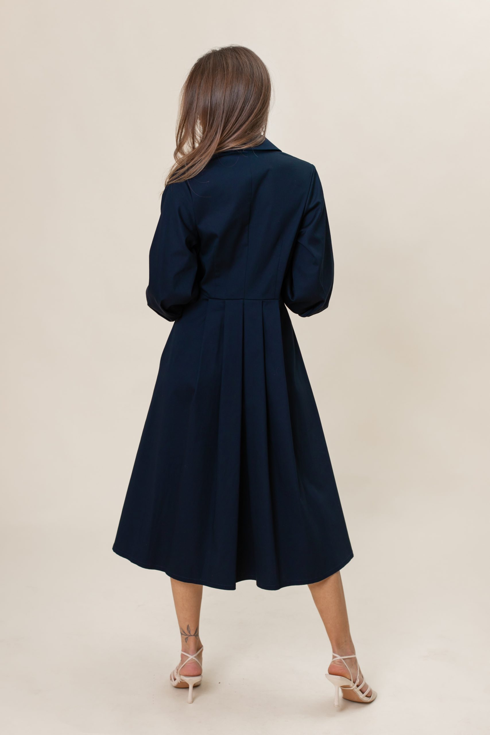 Navy Cotton Midi Dress