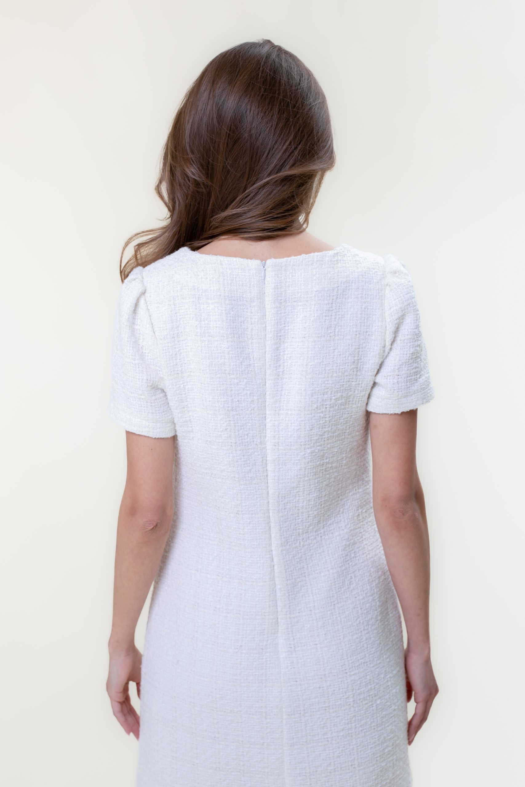 Ivory Bouclé A-Line Mini Dress
