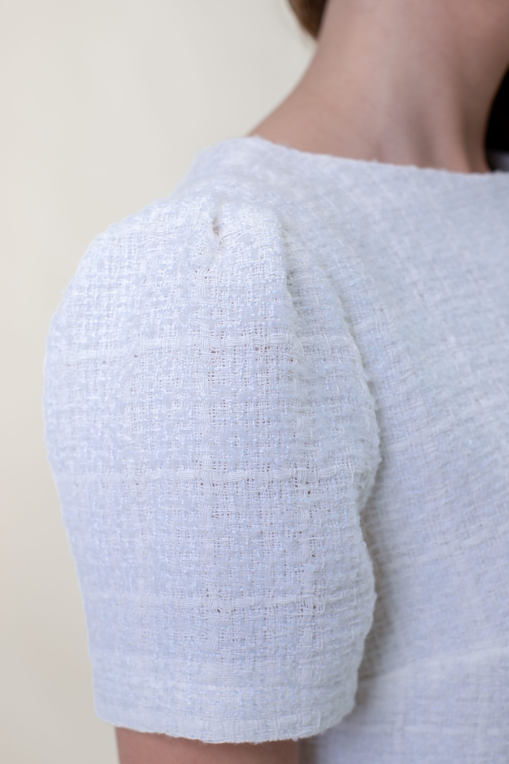 Ivory Bouclé A-Line Mini Dress