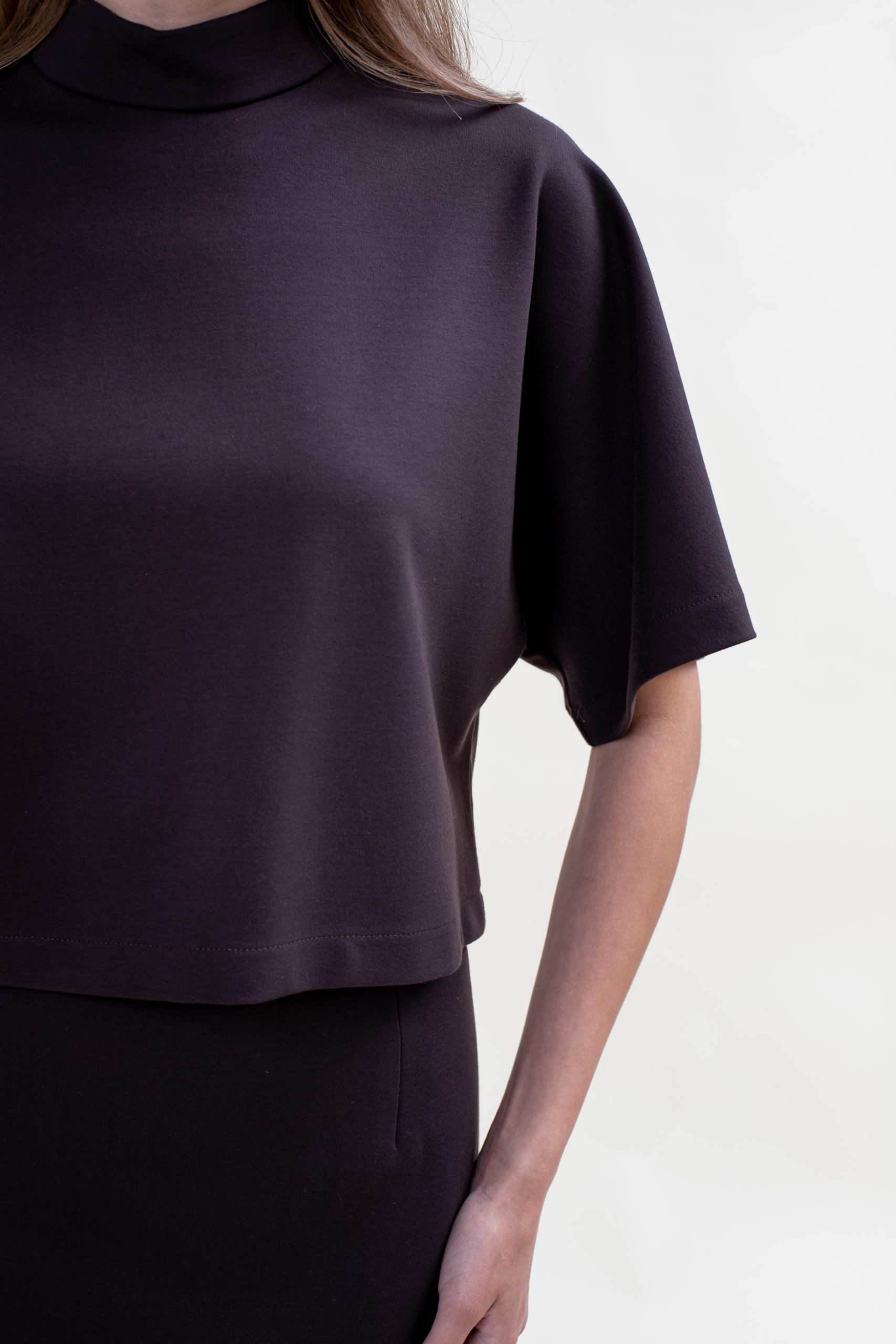 Chocolate Brown Kimono Sleeve Jersey Top