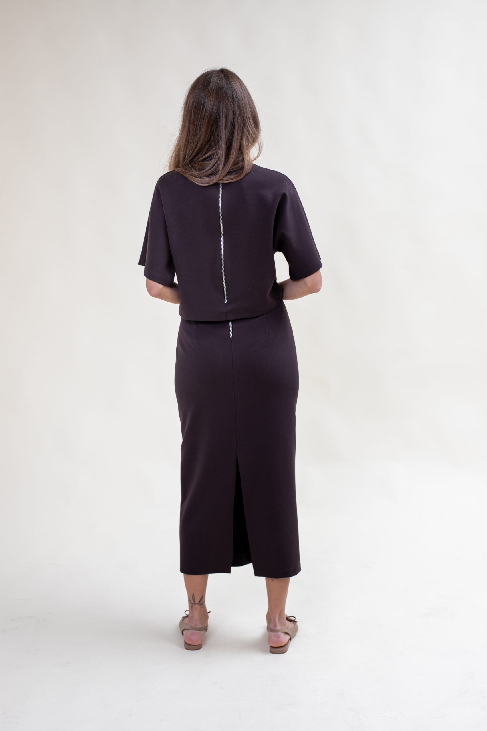 Chocolate Brown Kimono Sleeve Jersey Top